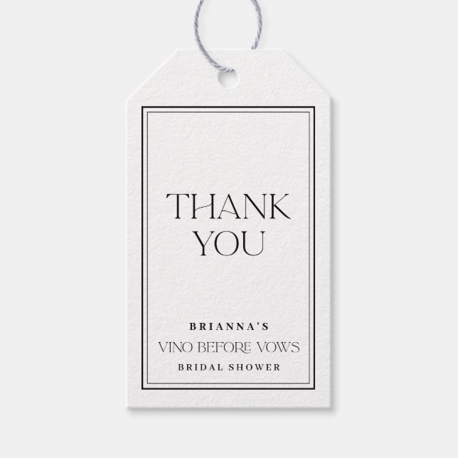 Svartvit Tack Vino före vyer Presentetikett (Framsidan)