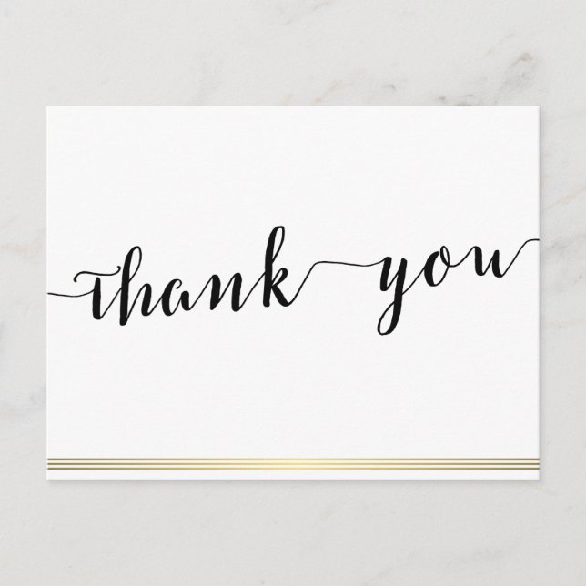 Svartvit Tack vykort Guld Linjer (Framsida)