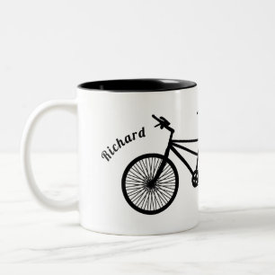 Svartvit Tandem Bike Dual Namn Två-Tonad Mugg