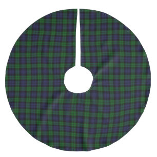 Svartvit Tartan Padding Julgransmatta Borstad Polyester