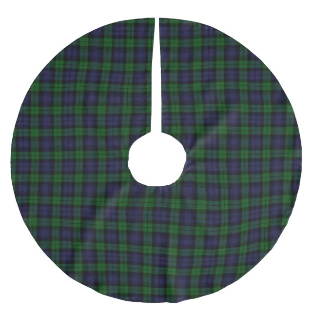 Svartvit Tartan Padding Julgransmatta Borstad Polyester (Framsidan)