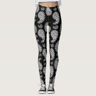 Svartvit Tass Paisley-utskrift för Hund Leggings