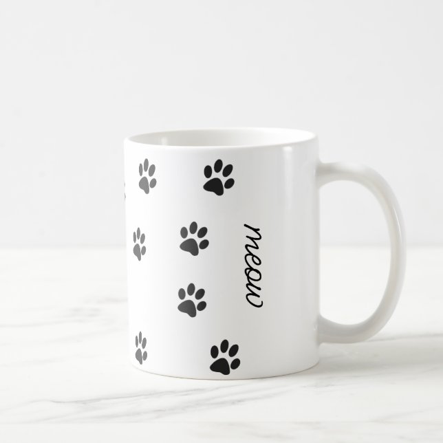 Svartvit tassar av Meow och cat Kaffemugg (Höger)