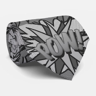 Svartvit Tecknad Bok Pop Art POW Superhjälte Slips