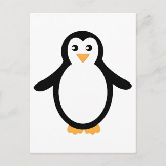 Svartvit Tecknad Penguin Vykort
