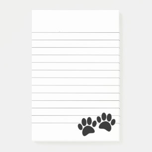 Svartvit Tecknad Puppy Tass avtryck Längst Post-it Block
