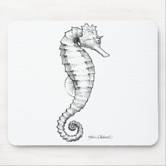 Svartvit teckning för Seahorse Musmatta