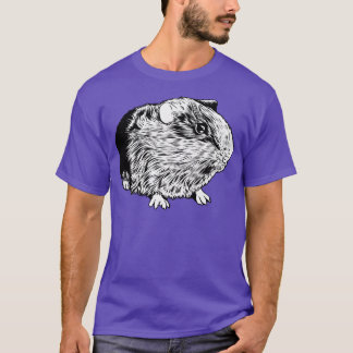 Svartvit teckning guinea gris t shirt
