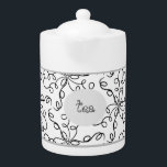 Svartvit Tekanna<br><div class="desc">Tekanna för svarta och vita snurrar. Söt söt,  söt tekanna att lägga till i din "Black and White Swirls"-samling.</div>