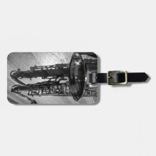 Svartvit tenor-saxofon-anpassade bagagebricka
