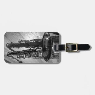 Svartvit tenor-saxofon-anpassade bagagebricka