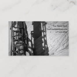 Svartvit tenor-saxofon visitkort