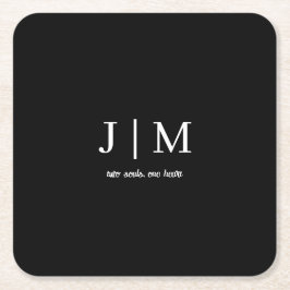 Svartvit text i Anpassadet Underlägg Bröllop i sva Papper Kvadrat