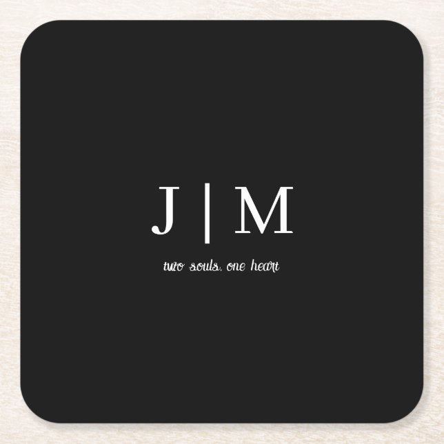 Svartvit text i Anpassadet Underlägg Bröllop i sva Papper Kvadrat (Framsidan)