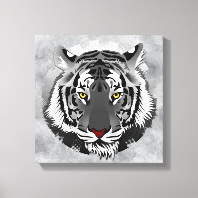 Svartvit tiger canvastryck (Framsida)