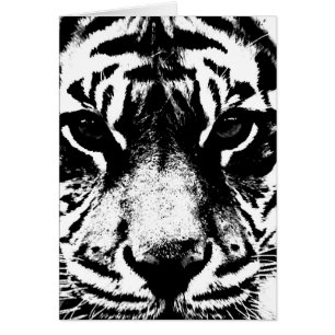 Svartvit tiger hälsningskort