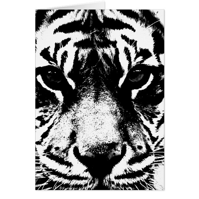 Svartvit tiger hälsningskort (Framsidan)