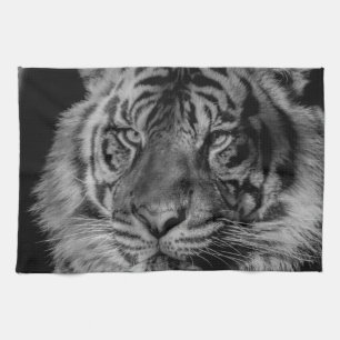 Svartvit tiger kökshandduk