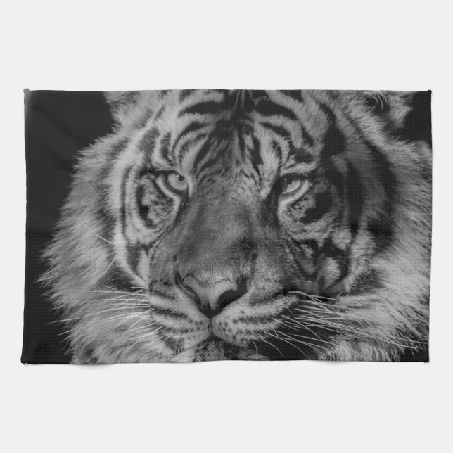 Svartvit tiger kökshandduk (Horisontell)