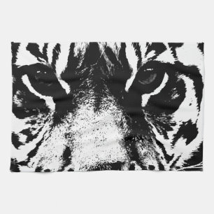 Svartvit tiger kökshandduk