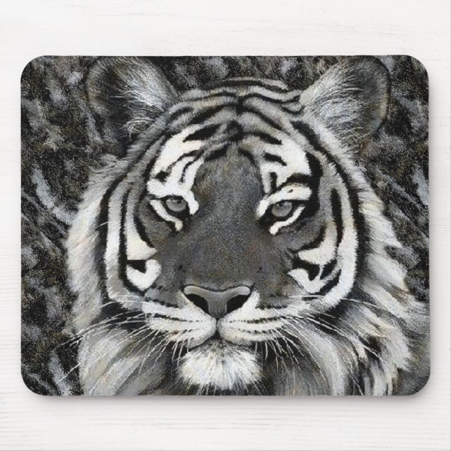 Svartvit tiger Mousepad Musmatta (Framsidan)