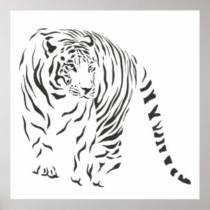 Svartvit tiger Poster
