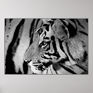 Svartvit tiger Poster utskrift