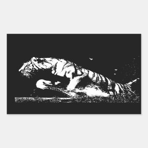 Svartvit tiger rektangulärt klistermärke