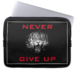 Svartvit tiger som aldrig Ge upp Motivering Laptop Fodral