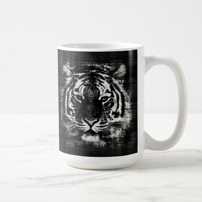 Svartvit tiger Vintage Mugg (Höger)