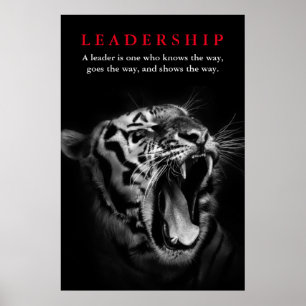 Svartvit tigerledarskap Motivering Poster