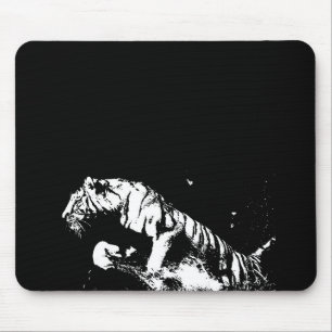 Svartvit tigerpop Art Mousepad Musmatta