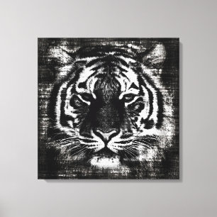 Svartvit tigerVintage, arbetsyta Canvastryck
