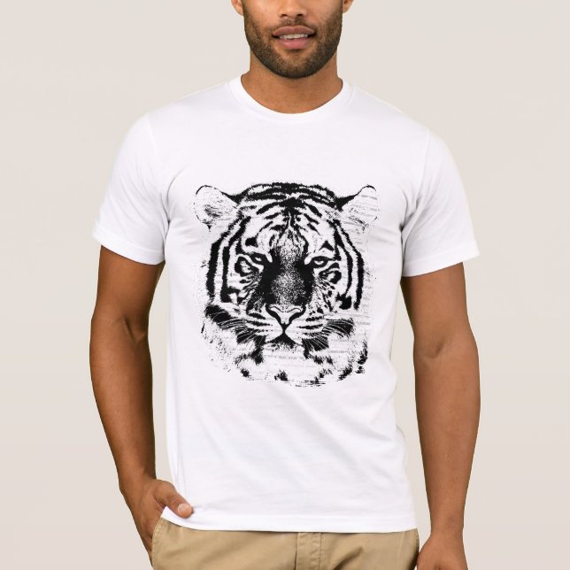 Svartvit tigger Ansikte T Shirt (Framsida)
