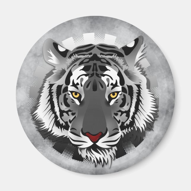 Svartvit tigger magnet (Framsidan)