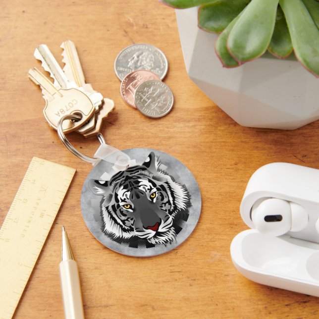 Svartvit tigger nyckelring (Skrivbord)