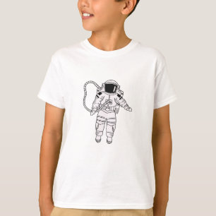 Svartvit tonåring i hand plockade astronaut t shirt