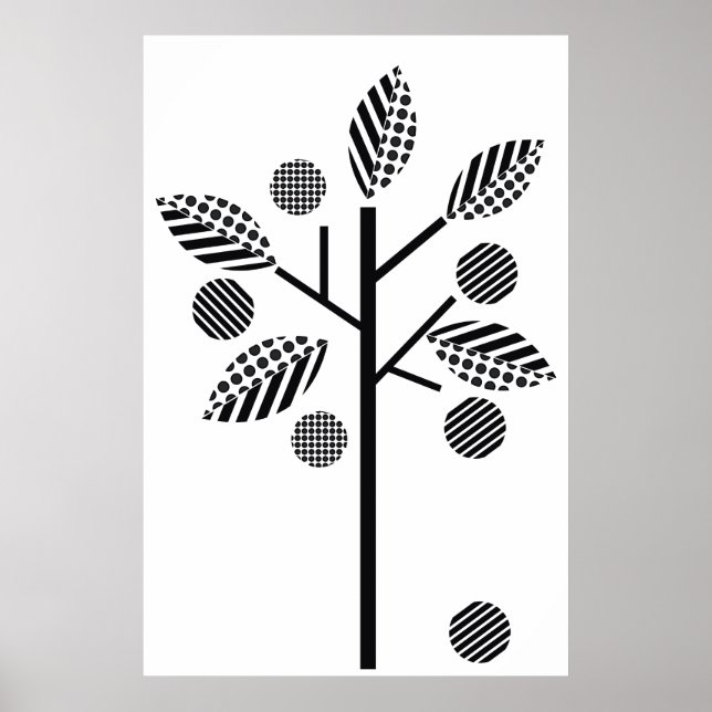 Svartvit träd på vit bakgrundsutskrift poster (Framsidan)