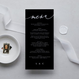 Svartvit, traditionell Elegant, Monogram Meny