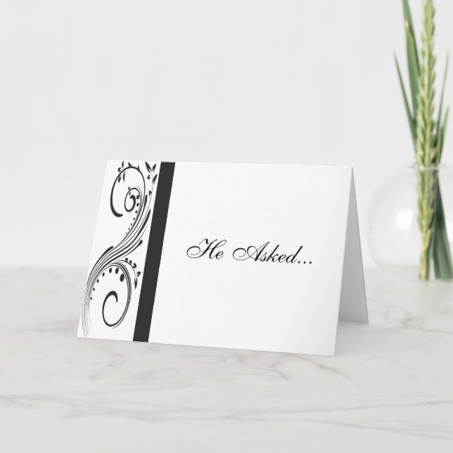 Svartvit trådlöst Förlovning Meddelande (Framsida)