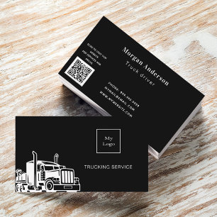 Svartvit transporttruckstjänst QR-kod Visitkort
