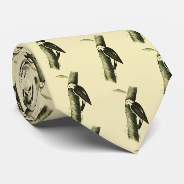 Svartvit träpecker slips (Rullad)