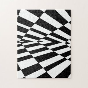 Svartvit, tresidig optisk Illusion Pussel