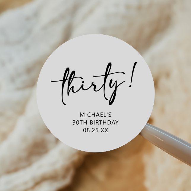 Svartvit trettio 30års födelsedag runt klistermärke (Skapare uppladdad)