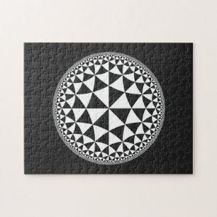 Svartvit triangel fylld Mandala Pussel