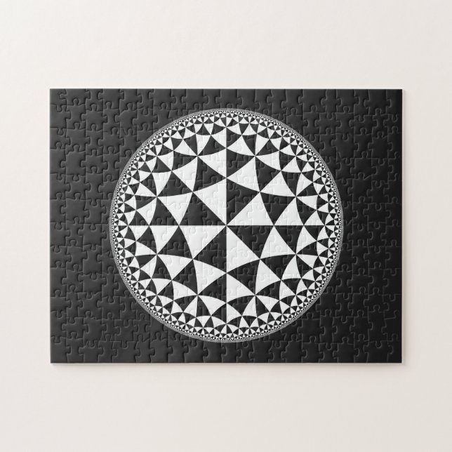 Svartvit triangel fylld Mandala Pussel (Horisontell)