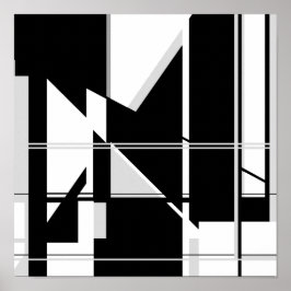 Svartvit triangel i Abstrakt Labyrinth Design Poster