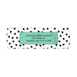 Svartvit triangel med blå vattenfärg returadress etikett