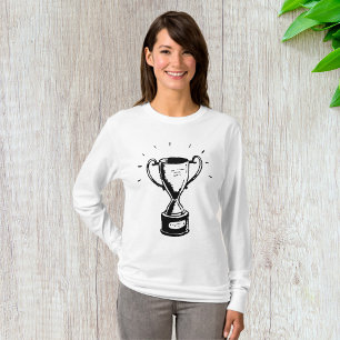 Svartvit trofi kvinnor med lång Sleeve T Shirt