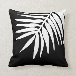 Svartvit Tropical Handflatan Löv Monochrome Kudde